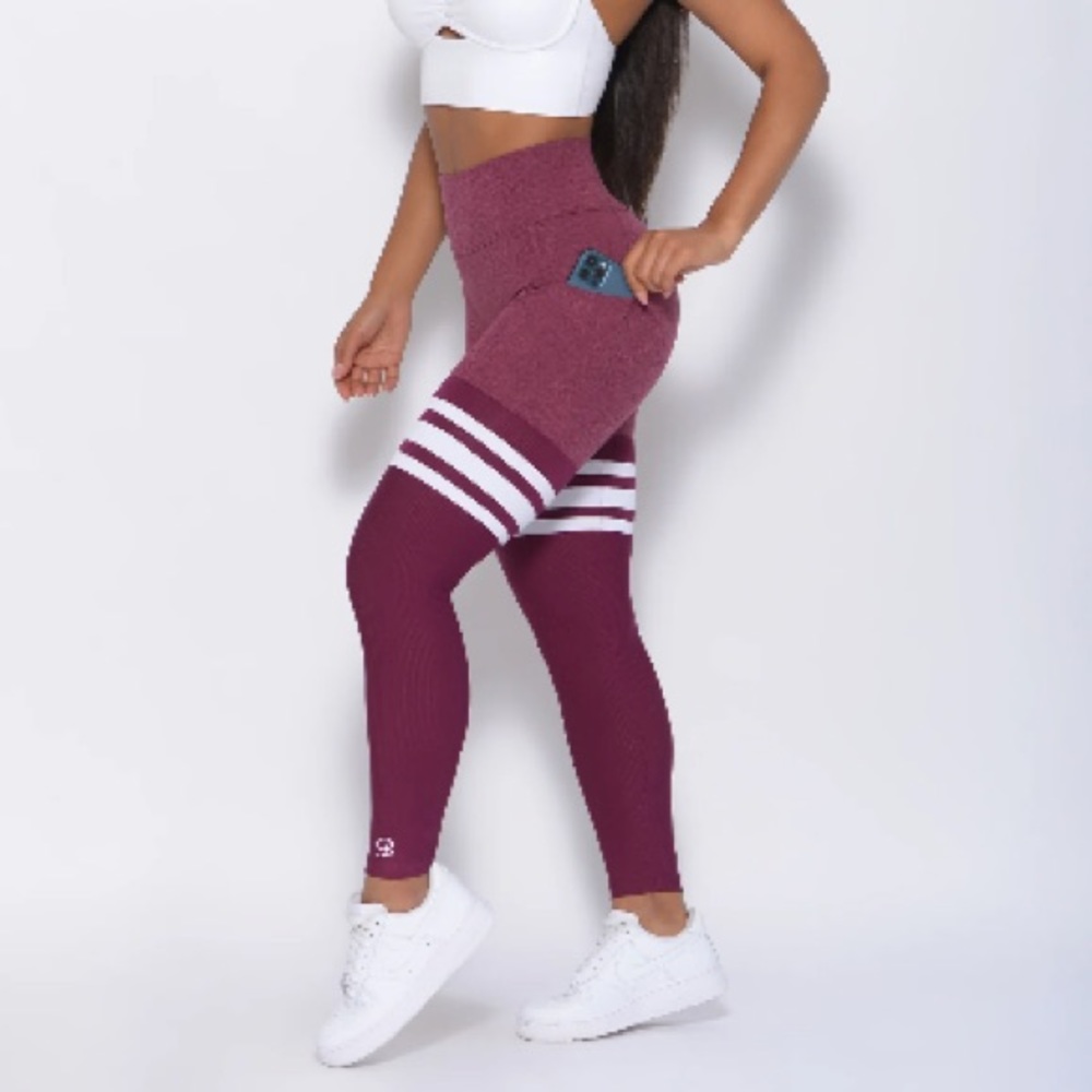 Bombshell Sportswear Perform Thigh Highs in Burgundy - Picture 10 of 12